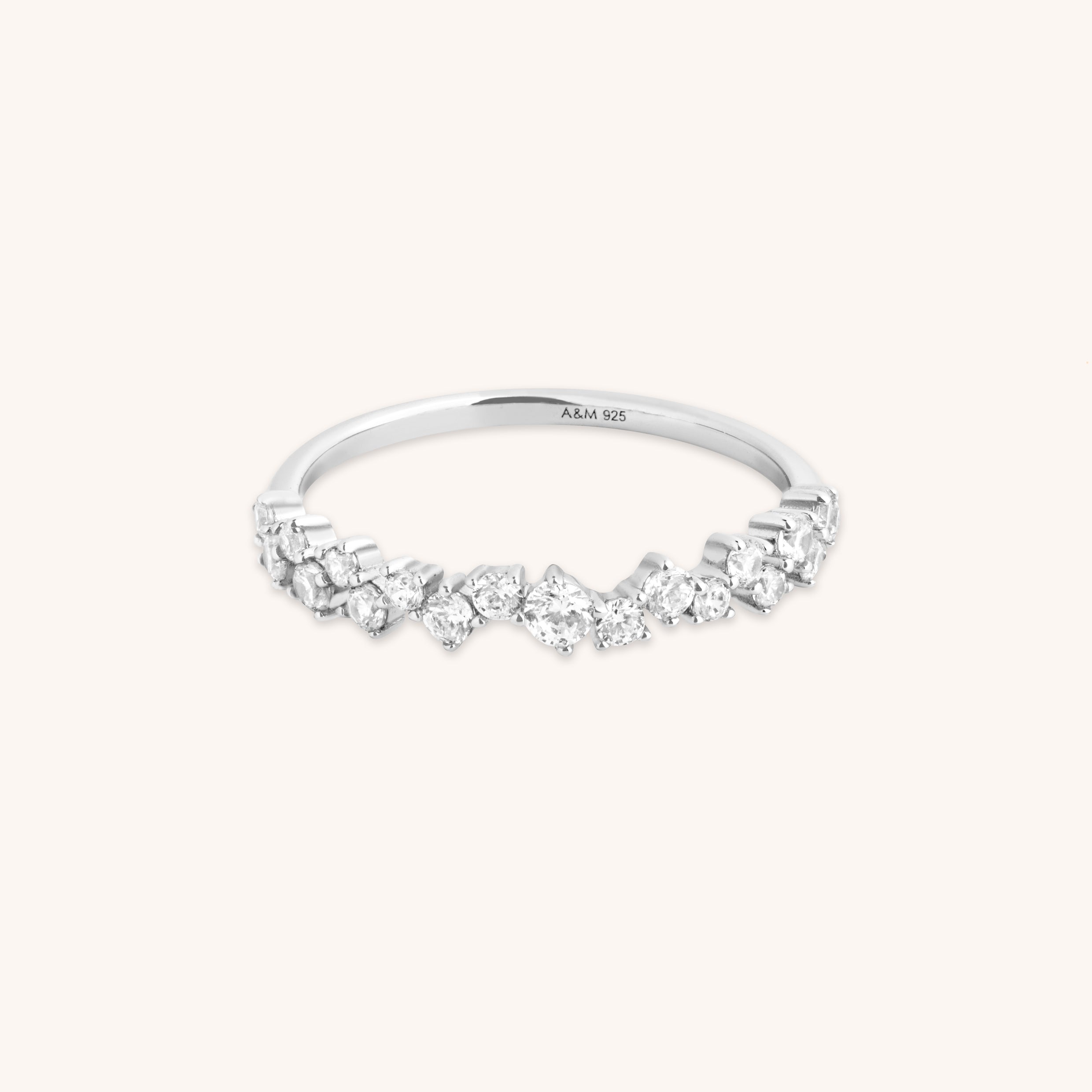 Crystal Scatter Band Ring in Silver