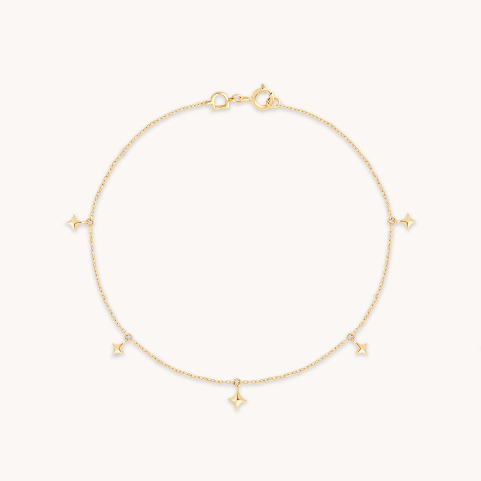 Cosmic Star Charm Bracelet in Solid Gold-Astrid & Miyu