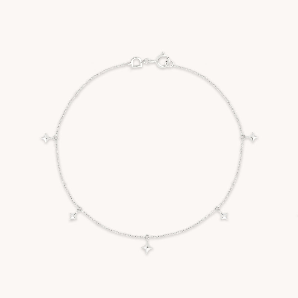 Cosmic Star Charm Bracelet in Solid White Gold-Astrid & Miyu