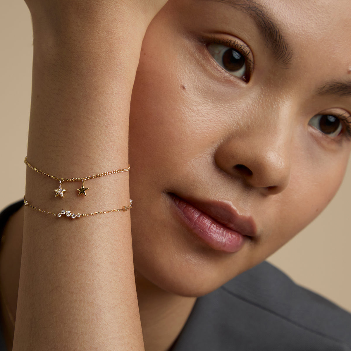 Diamond Cluster Bracelet in Solid Gold-Astrid & Miyu