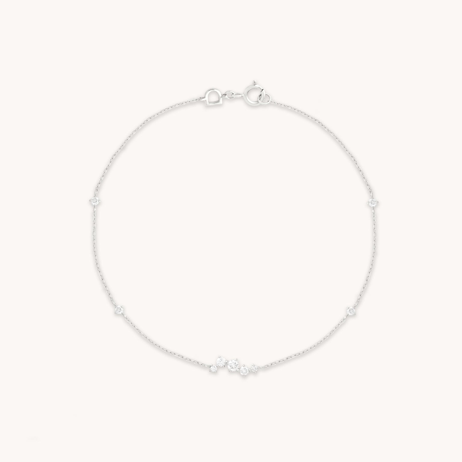 Diamond Cluster Bracelet in Solid White Gold-Astrid & Miyu
