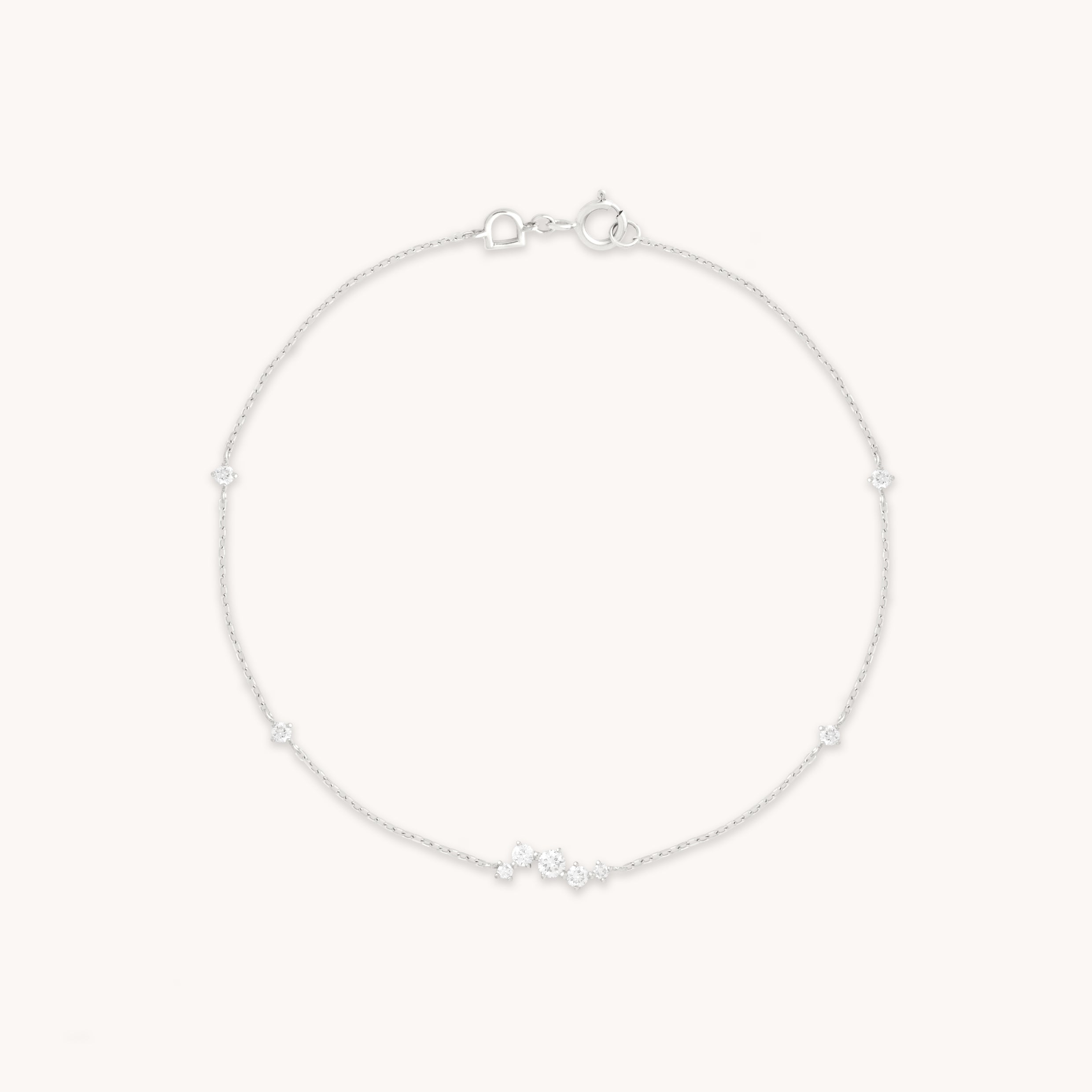 Diamond Cluster Bracelet in Solid White Gold-Astrid & Miyu