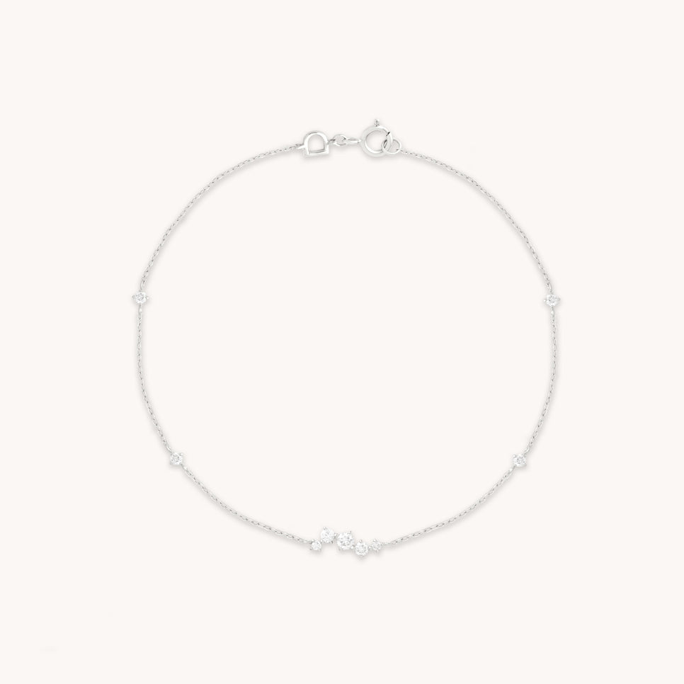 Diamond Cluster Bracelet in Solid White Gold-Astrid & Miyu