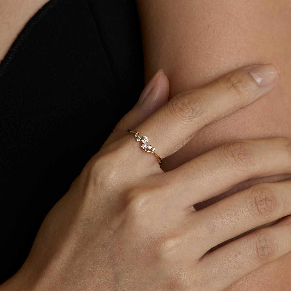 Diamond Cluster Ring in Solid Gold-Astrid & Miyu