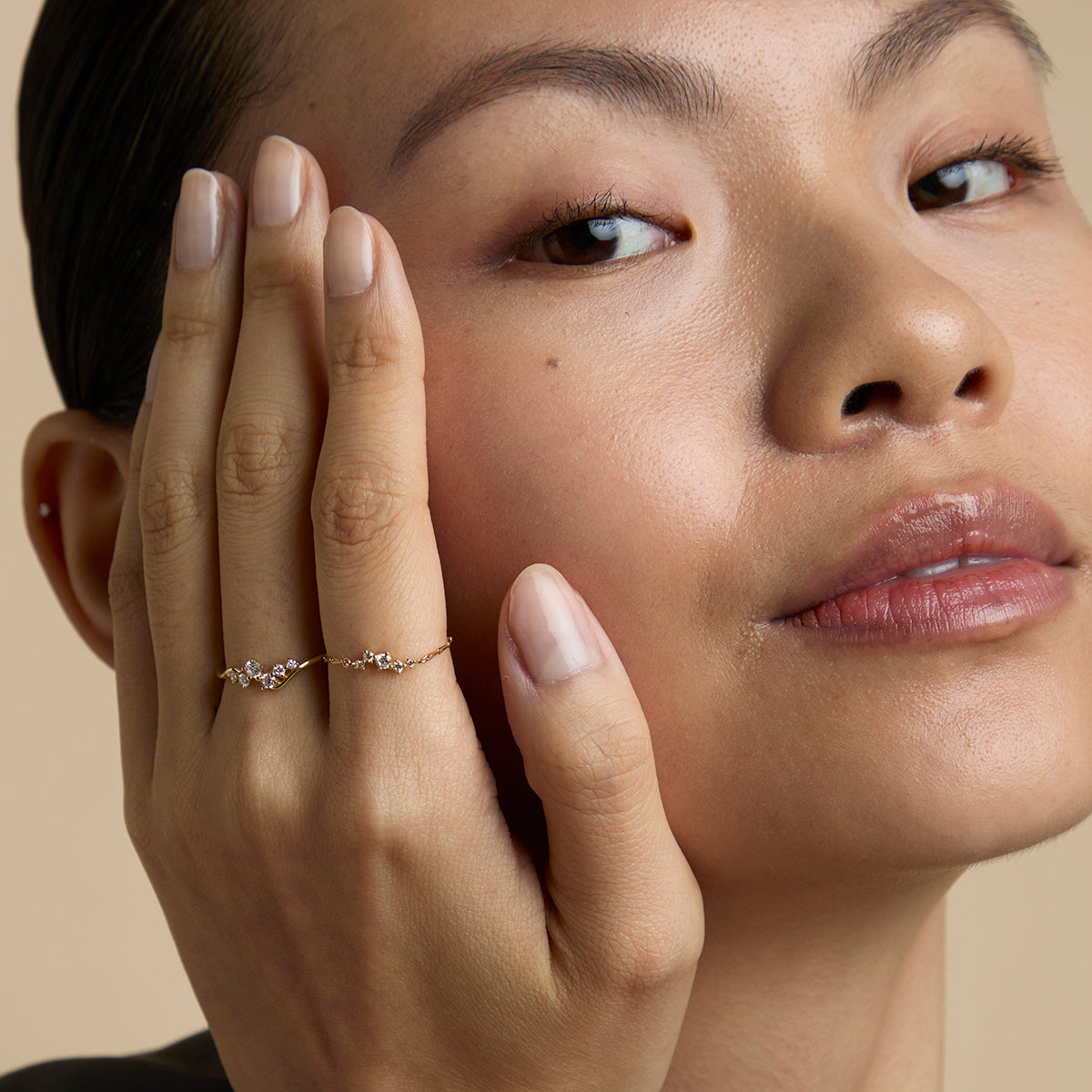 Diamond Cluster Ring in Solid Gold-Astrid & Miyu