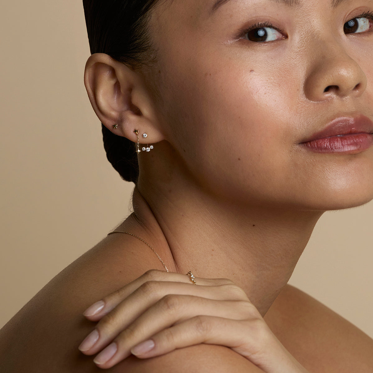 Cosmic Star Chain Studs in Solid Gold