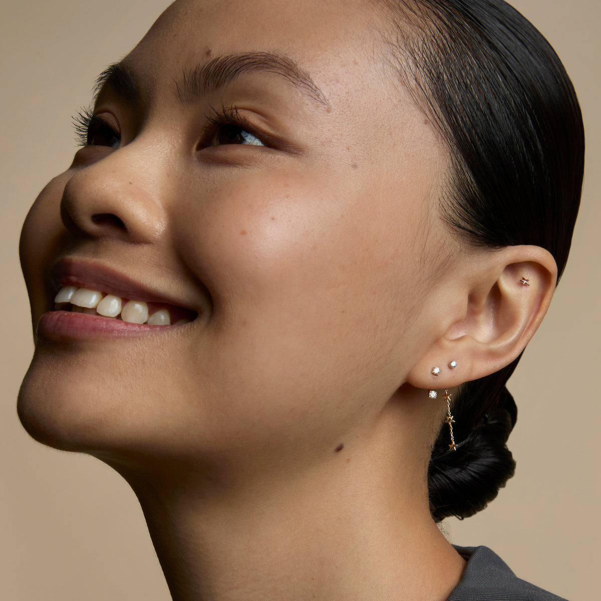 Diamond Ear Jacket in Solid Gold-Astrid & Miyu
