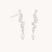 Diamond Wave Charm Studs in Solid White Gold-Astrid & Miyu