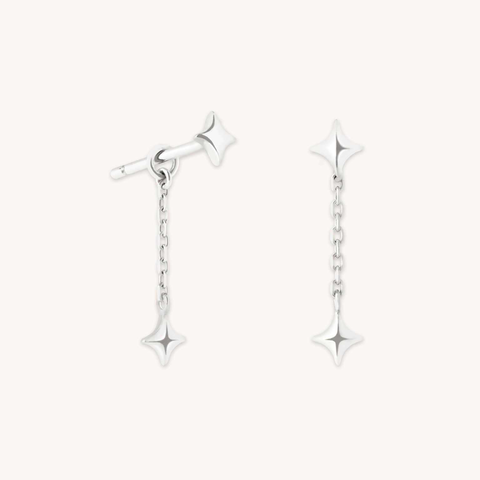 Cosmic Star Chain Studs in Solid White Gold-Astrid & Miyu