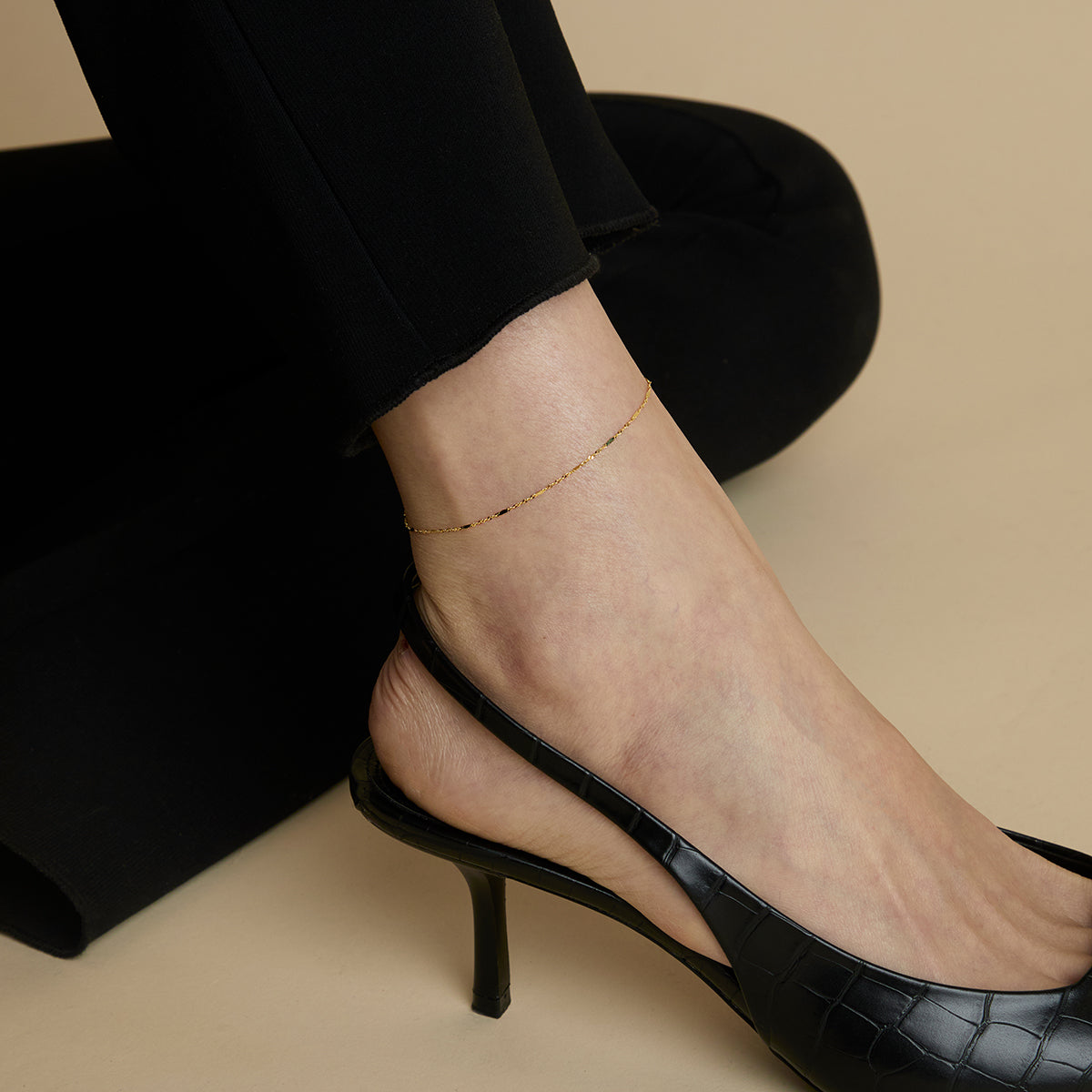 Astrid Chain Anklet in Solid Gold