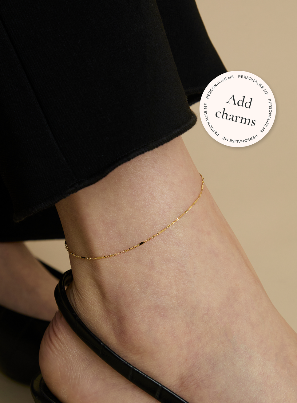Astrid Story Chain Anklet in Solid Gold