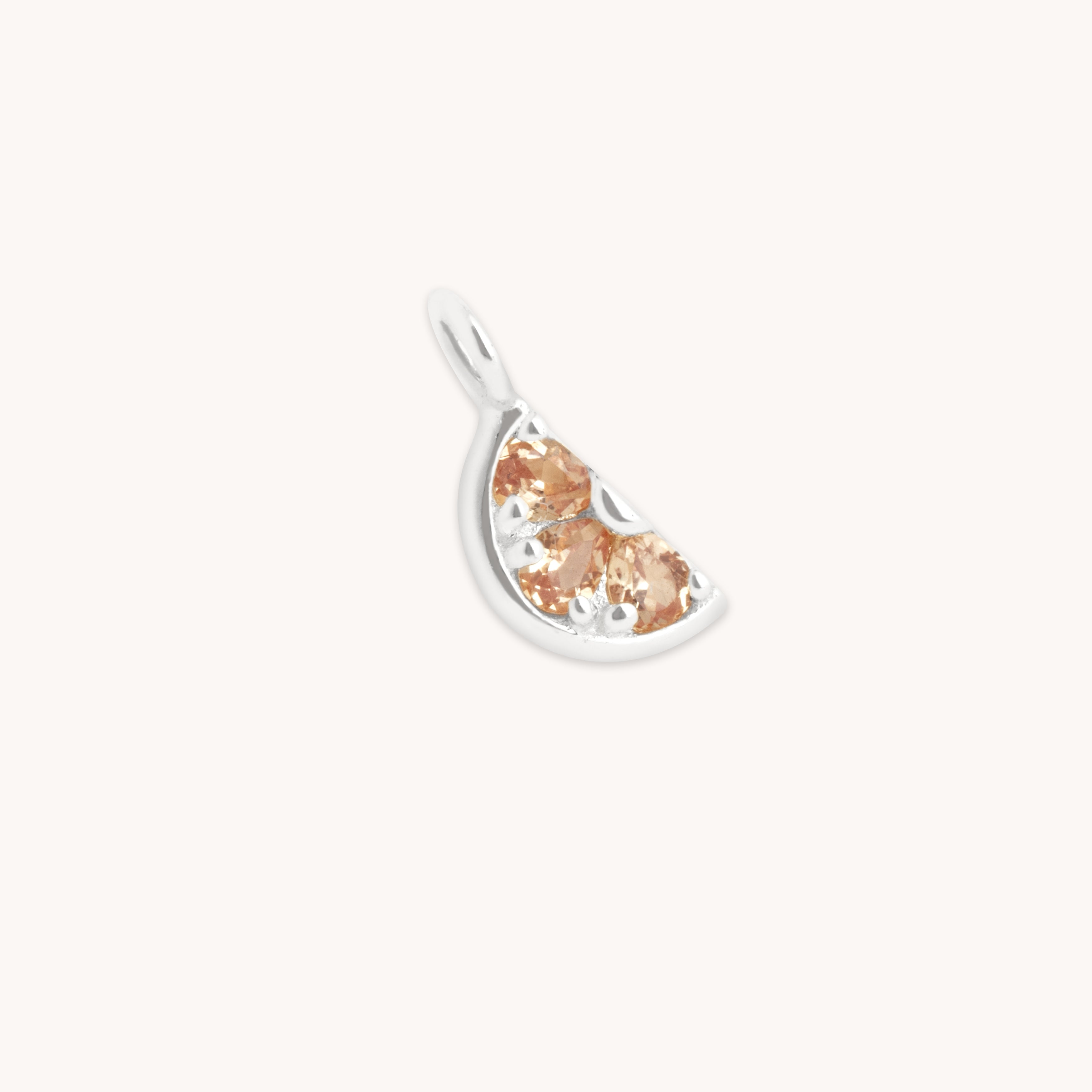 Orange Slice Charm 9k White Gold