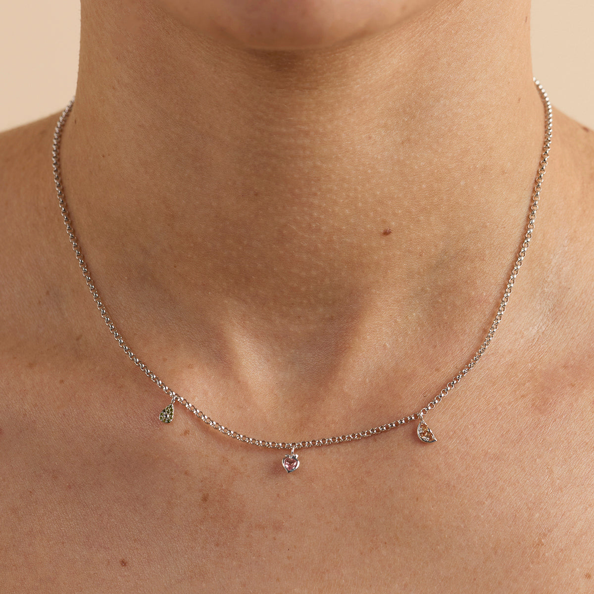 Orange Slice Charm 9k White Gold