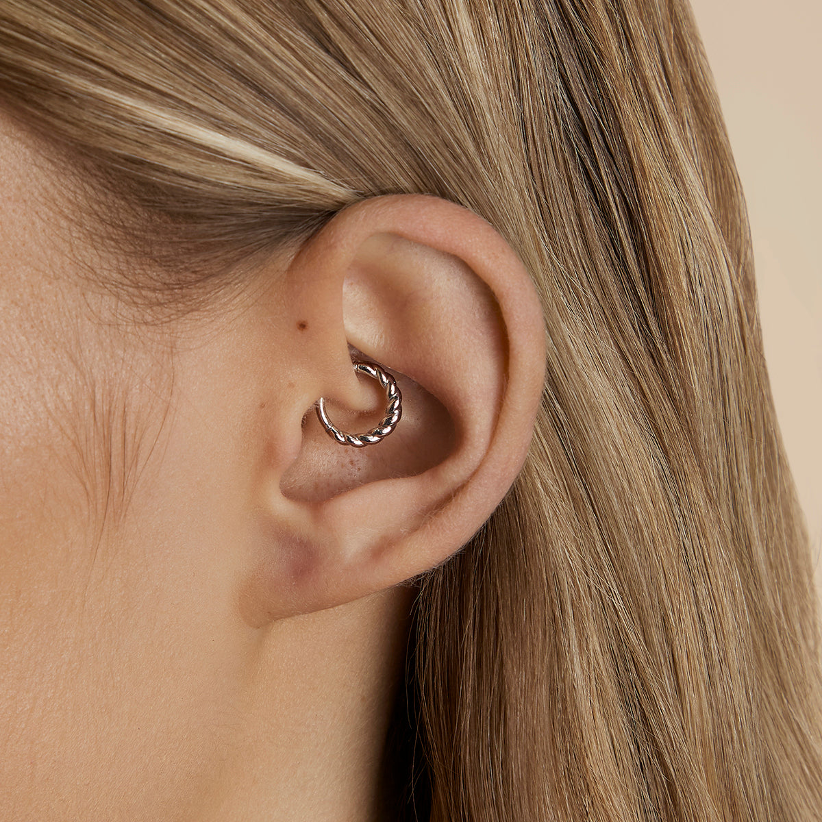 Rope Daith Ring in Solid White Gold-Astrid & Miyu