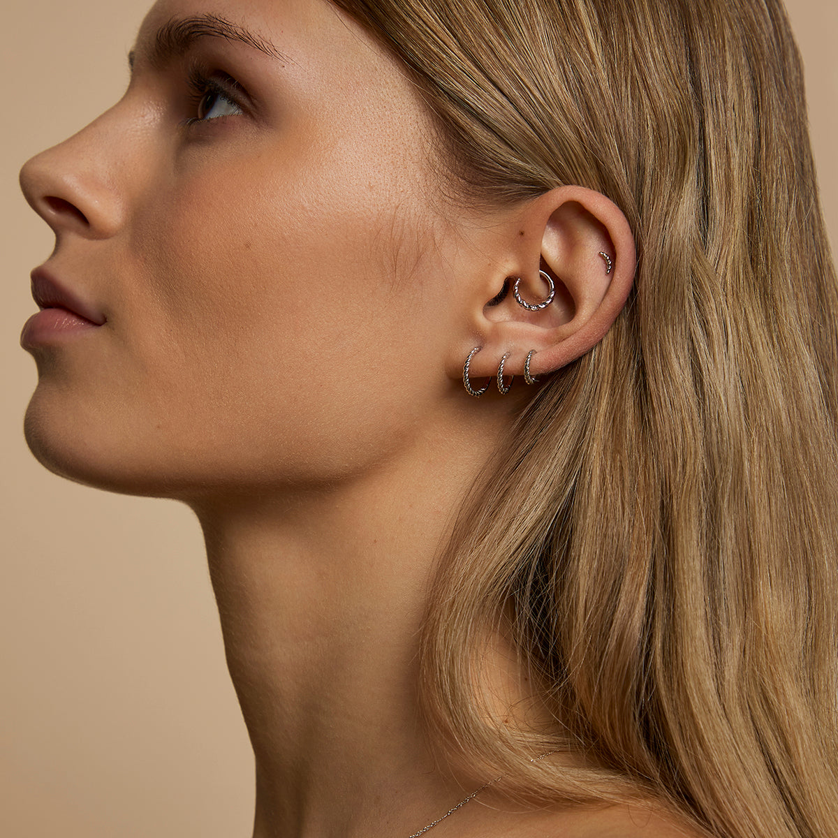 Rope Daith Ring in Solid White Gold-Astrid & Miyu