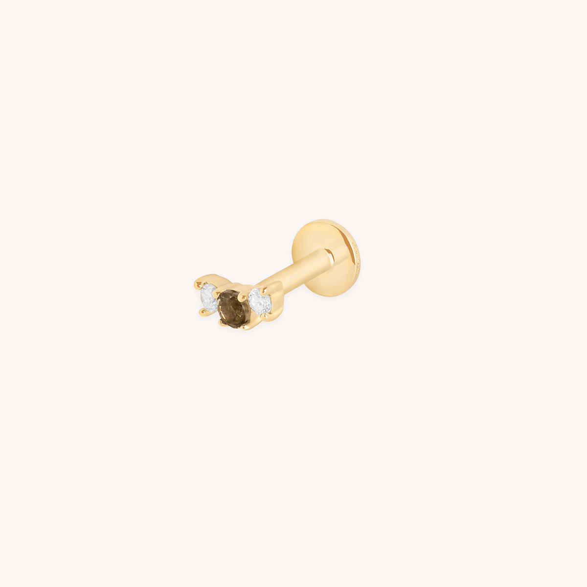 Smokey Quartz Cluster Piercing Stud in Solid Gold-Astrid & Miyu