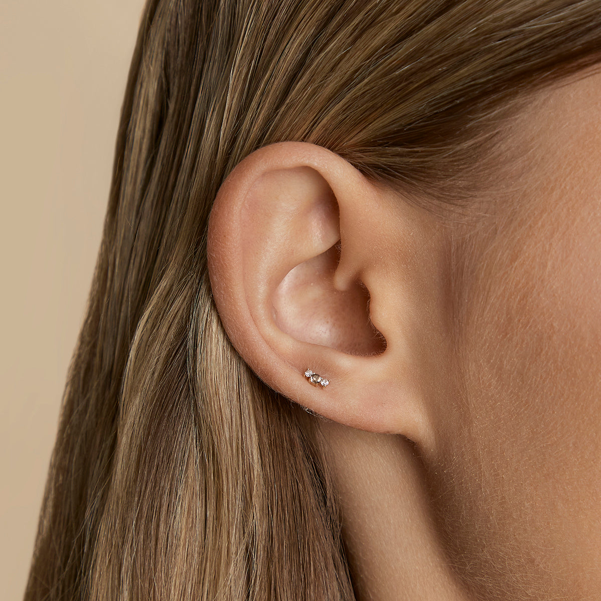 Smokey Quartz Cluster Piercing Stud in Solid White Gold-Astrid & Miyu