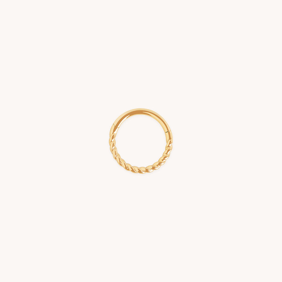Twisted Rope Seamless Hoop in Solid Gold-Astrid & Miyu