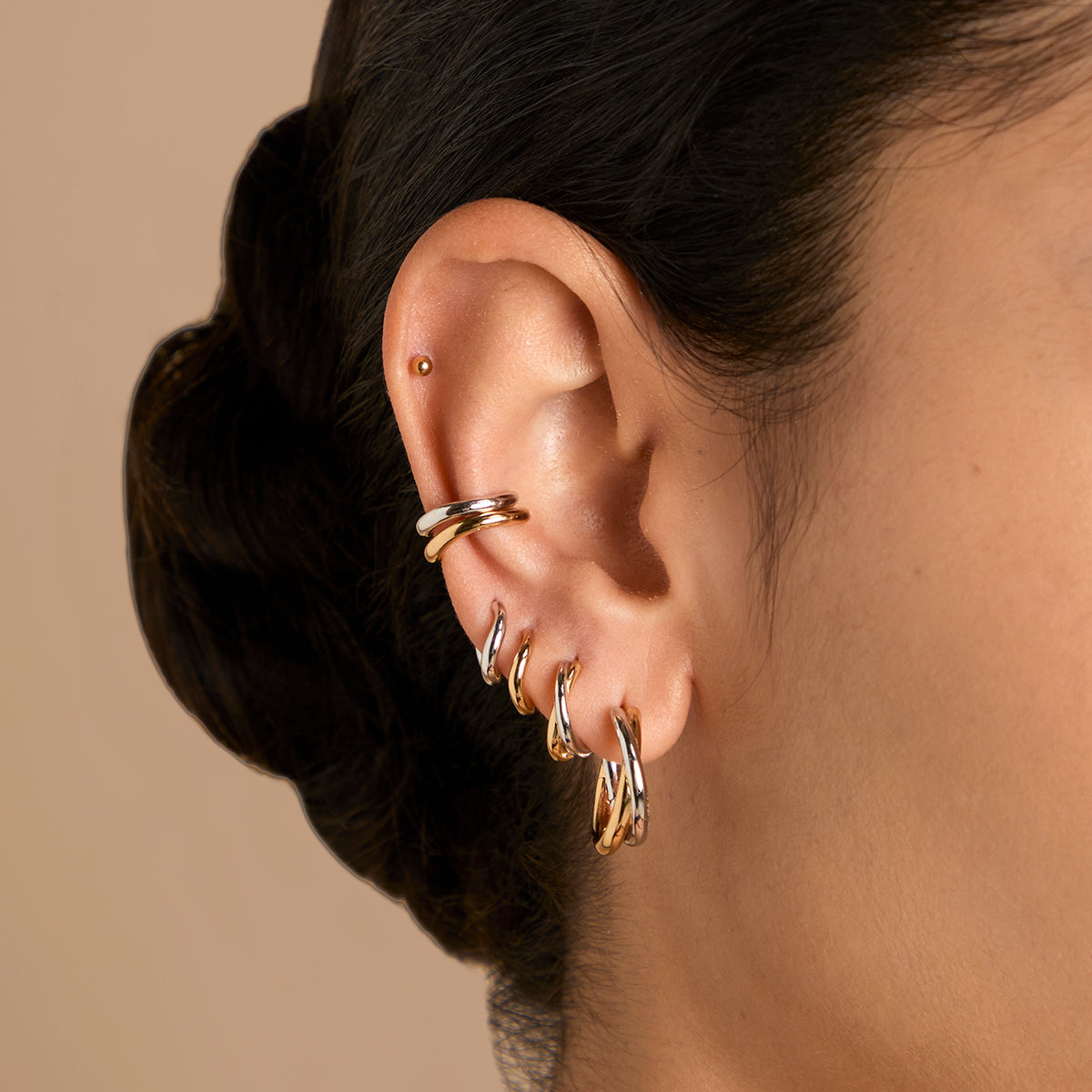 Crossover Illusion Hoops in Mixed Metal