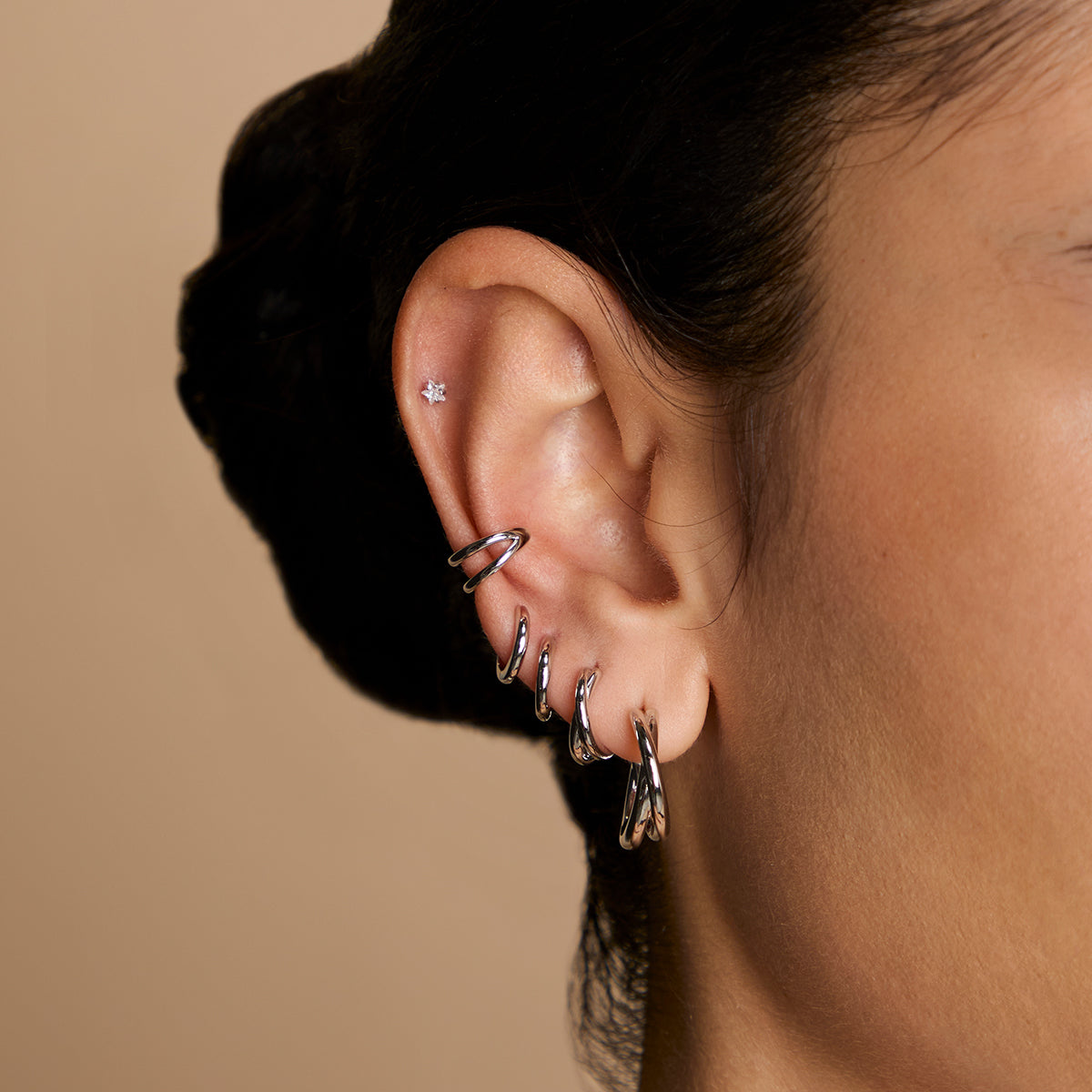 Crossover Illusion Hoops in Silver