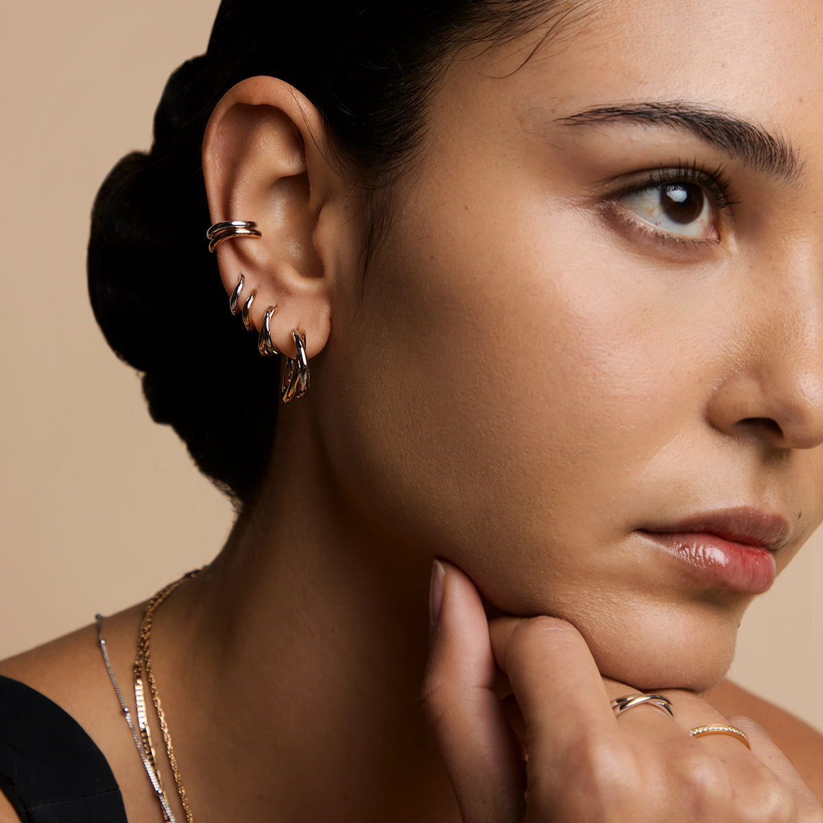 Crossover Illusion Huggies in Mixed Metal