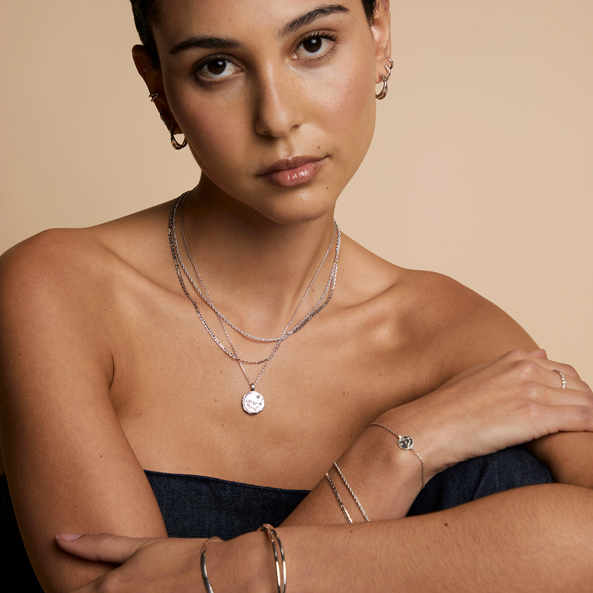 Illusion Double Chain Necklace in Silver