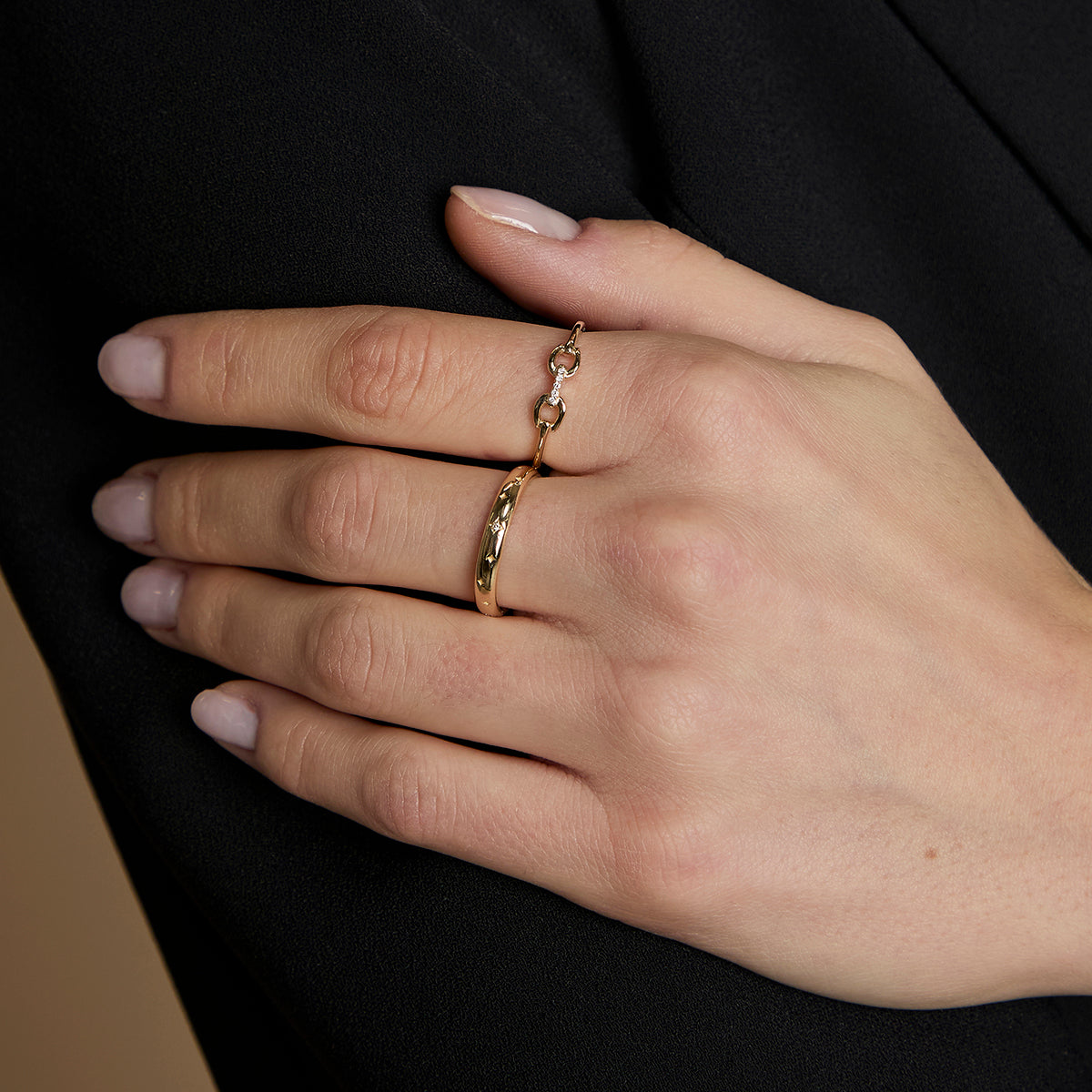 Diamond Hardware Ring in Solid Gold-Astrid & Miyu