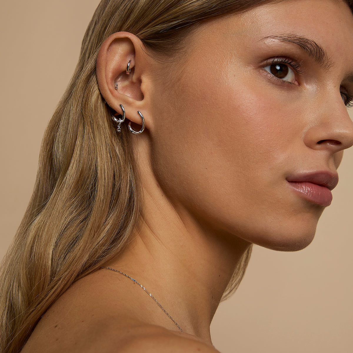 Molten Hoops in Solid White Gold-Astrid & Miyu