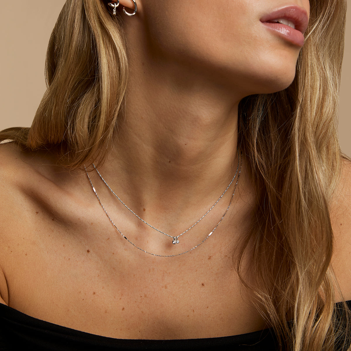 Diamond & Quartz Pendant Necklace in Solid White Gold