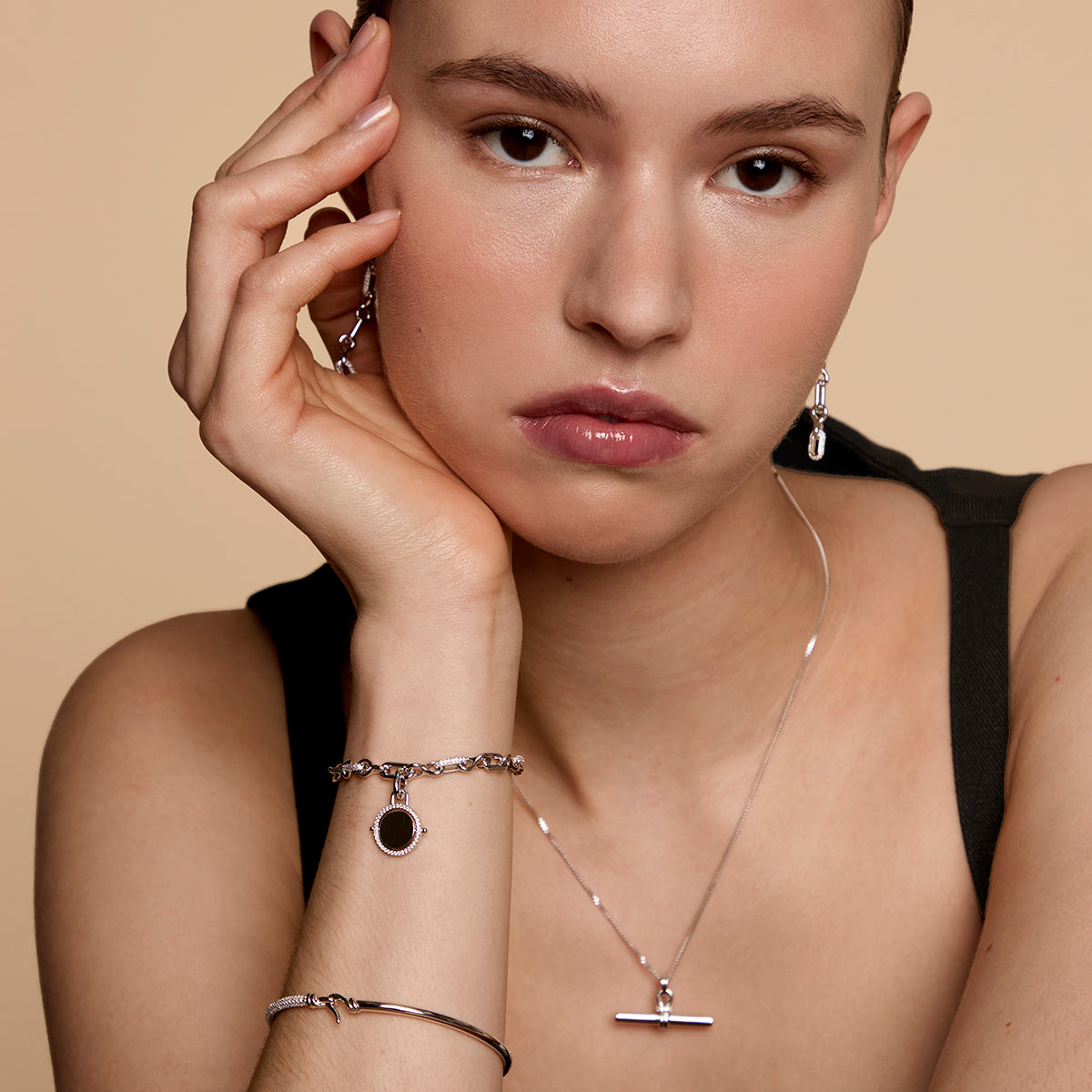 Pavé Chain Link Bracelet in Silver