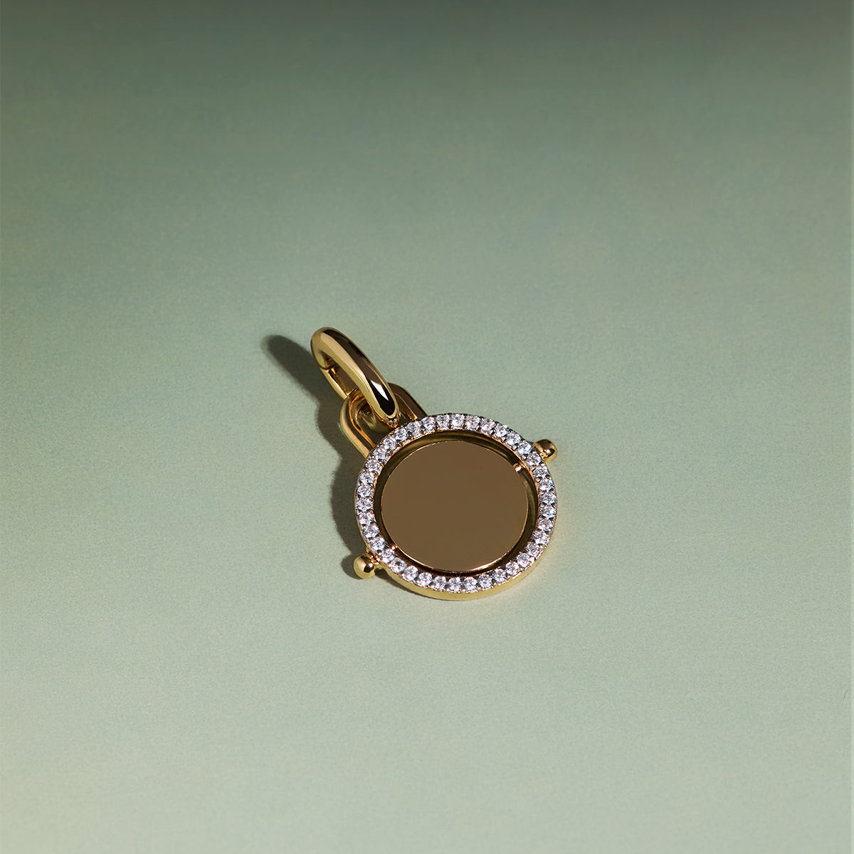Pavé Spinning Coin Clip Charm in Gold