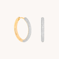 Pavé Essential Medium Hoops in Gold