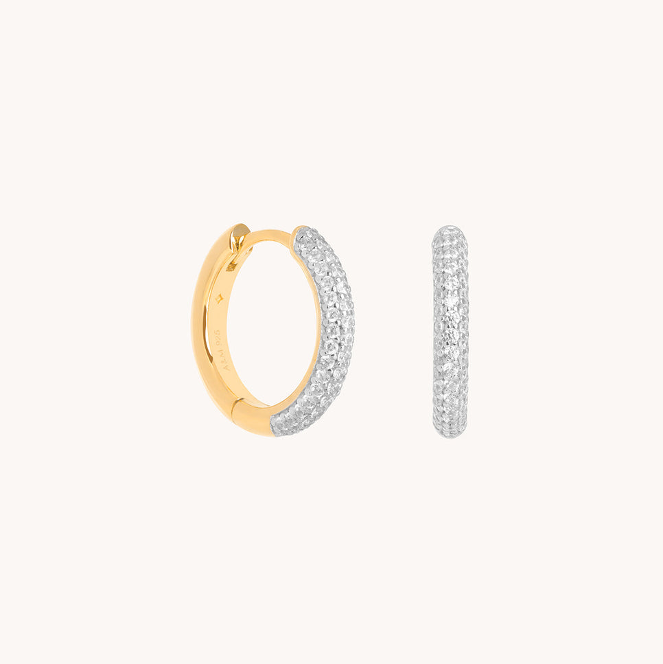 Pavé Essential Small Hoops in Gold