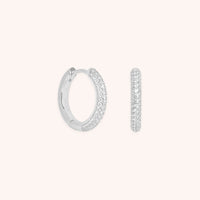 Pavé Essential Small Hoops in Silver