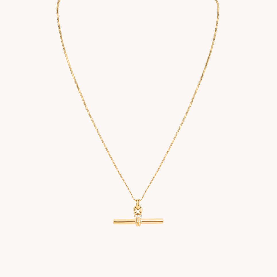 Hardware T-Bar Pendant Necklace in Gold
