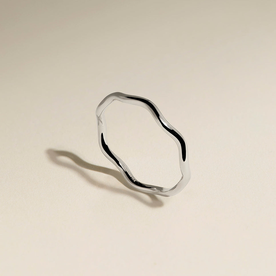 Scalloped Band Ring in Solid White Gold-Astrid & Miyu