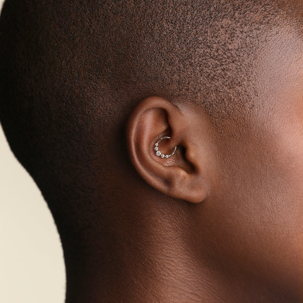 Diamond Daith Hoop in Solid Gold