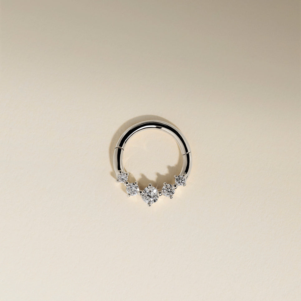 Diamond Daith Hoop in Solid White Gold