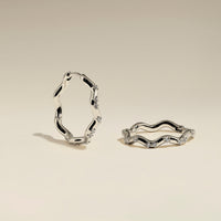 Scalloped Crystal Medium Hoops in Silver-Astrid & Miyu