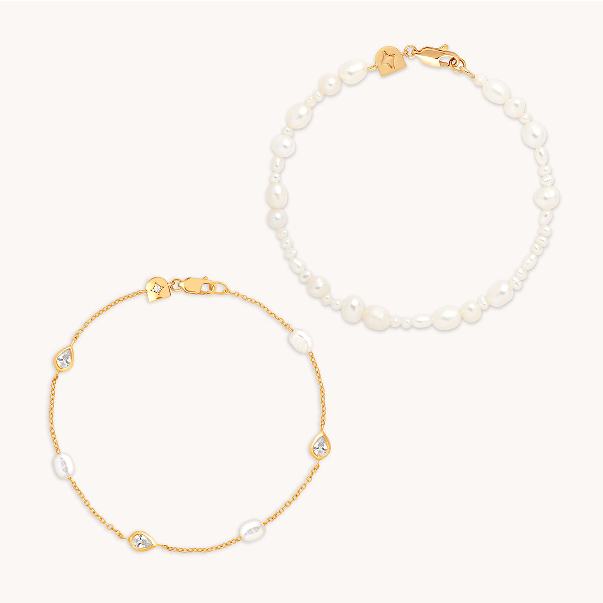 Pearl Bracelet Stacking Set in Gold