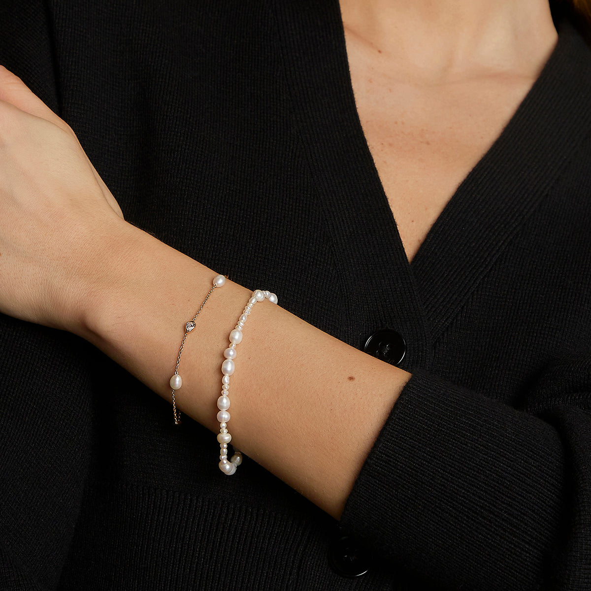 Pearl Bracelet Stacking Set in Gold