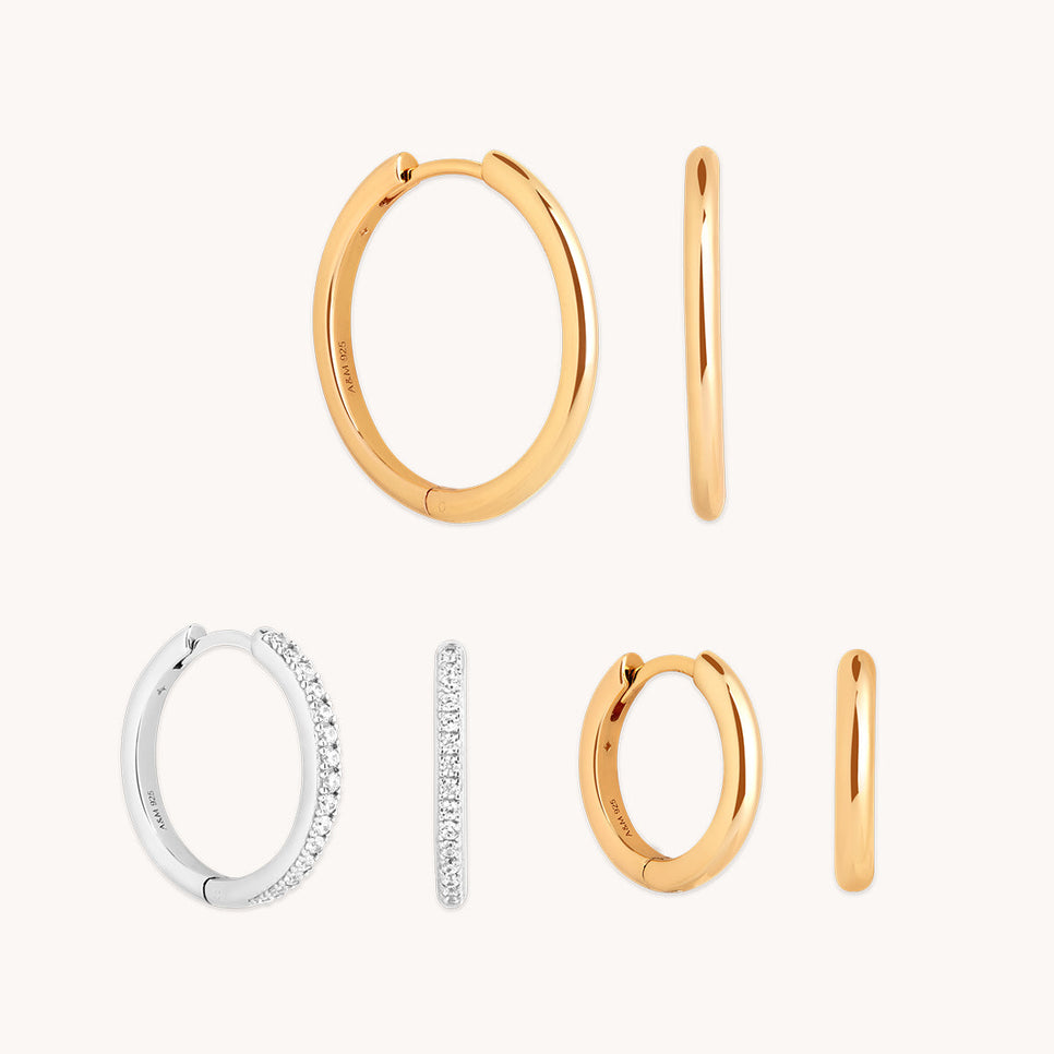 Essential Hoops Stacking Set in Mixed Metal