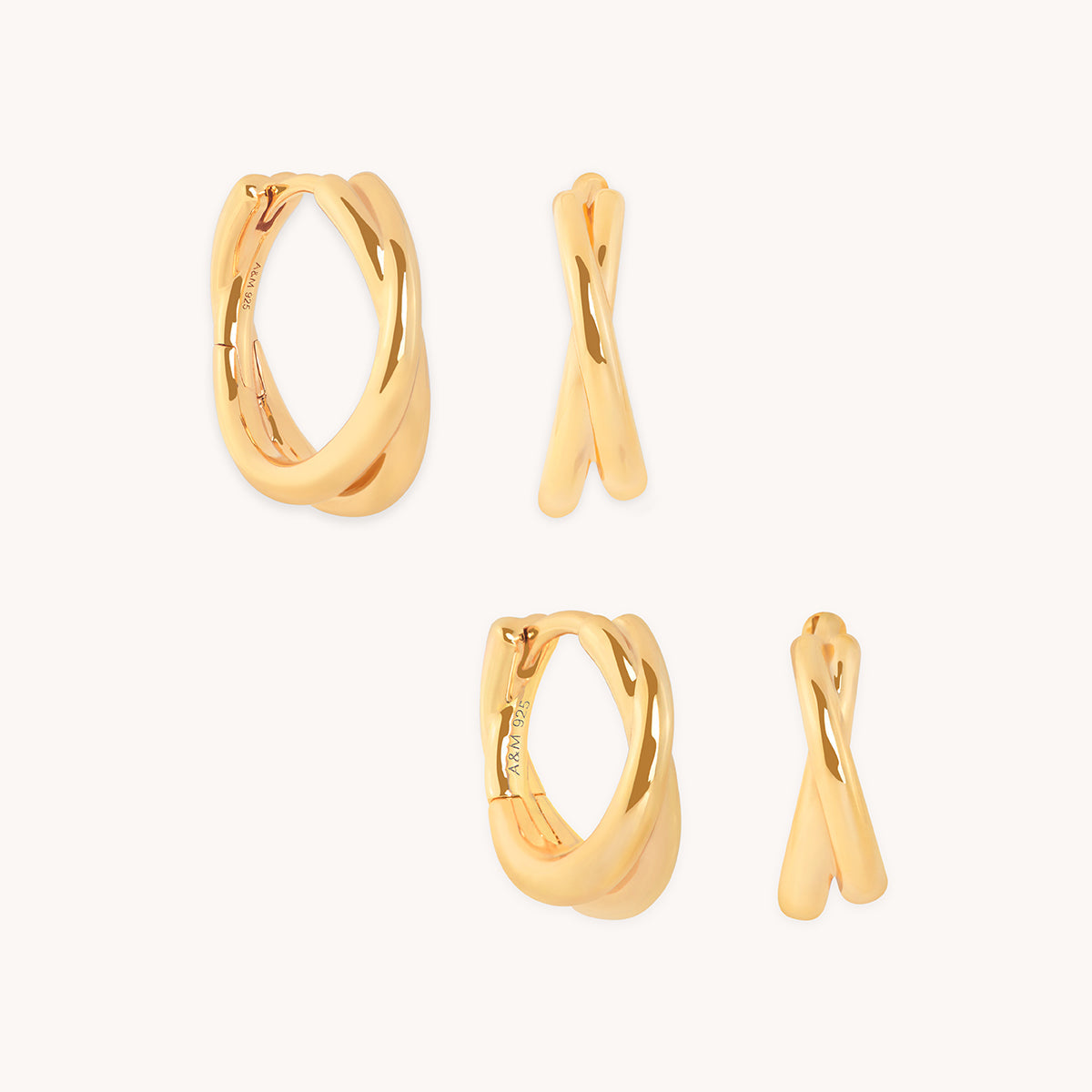Crossover Illusion Hoops Stacking Set in Gold