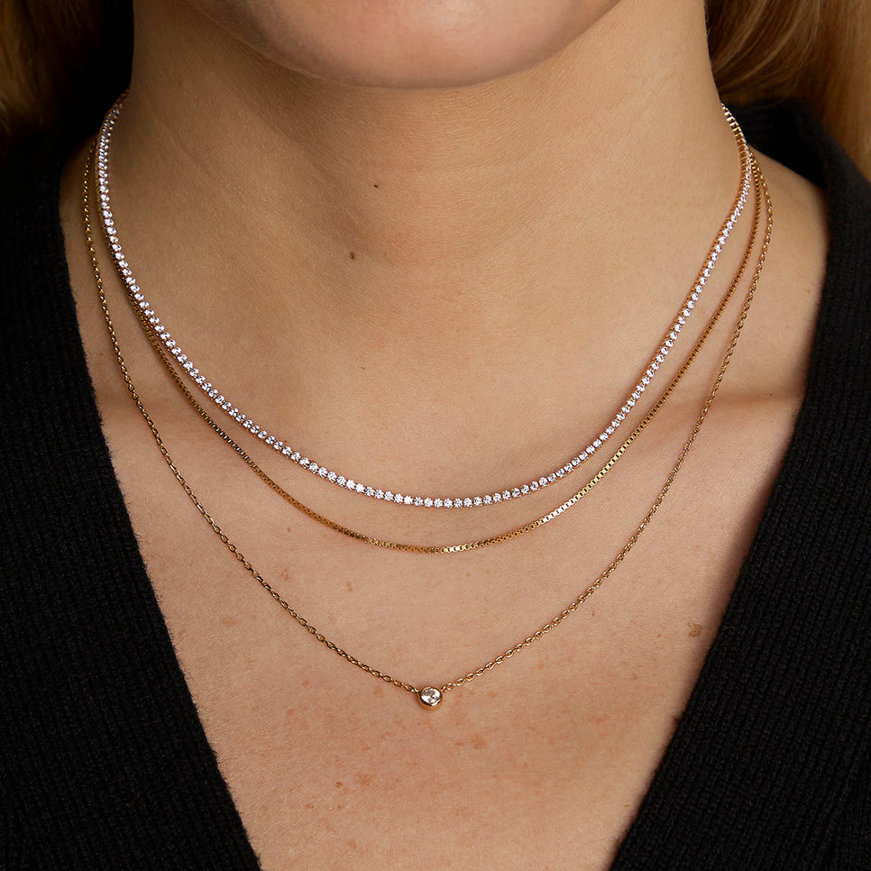 Essential Crystal Necklace Stacking Set in Gold