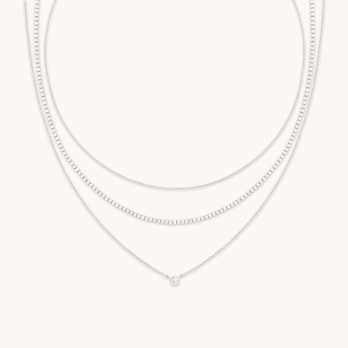 Essential Crystal Necklace Stacking Set in Silver