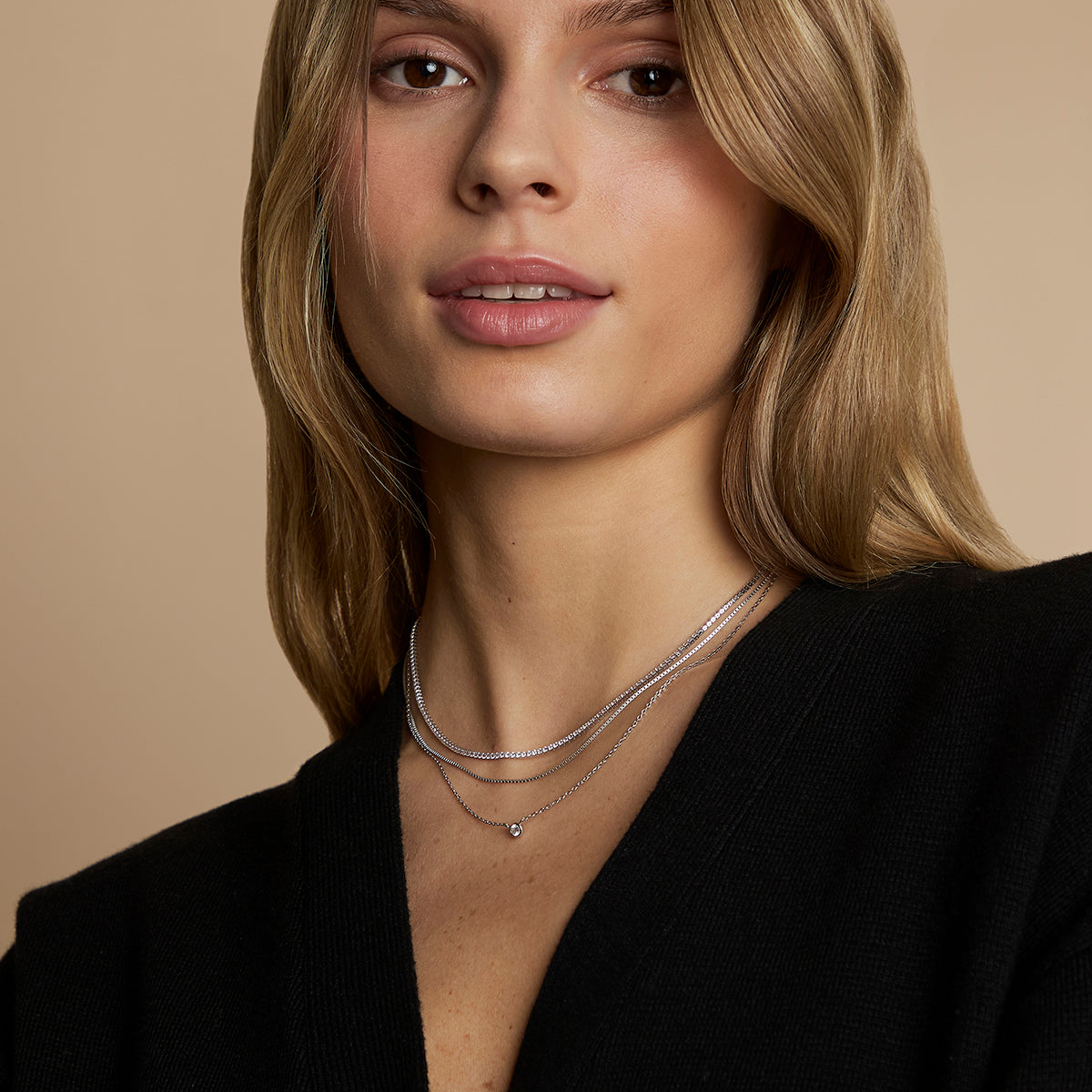 Essential Crystal Necklace Stacking Set in Silver