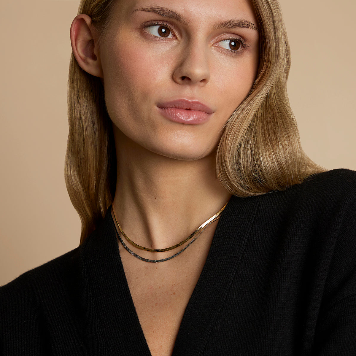 Essential Snake Chain Necklace Stacking Set in Mixed Metal