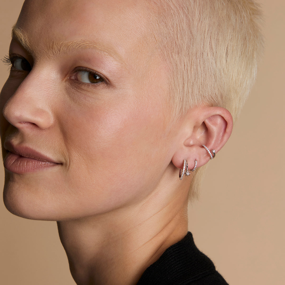 Cosmic Illusion Hoops Stacking Set in Silver