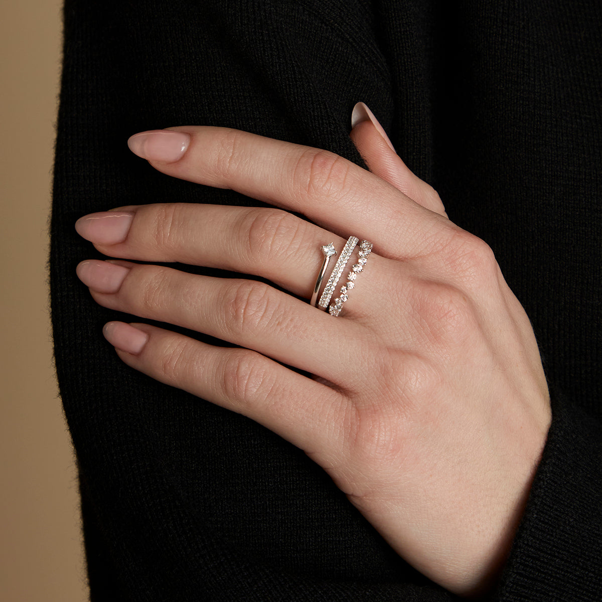 Celestial Illusion Ring Stacking Set in Silver