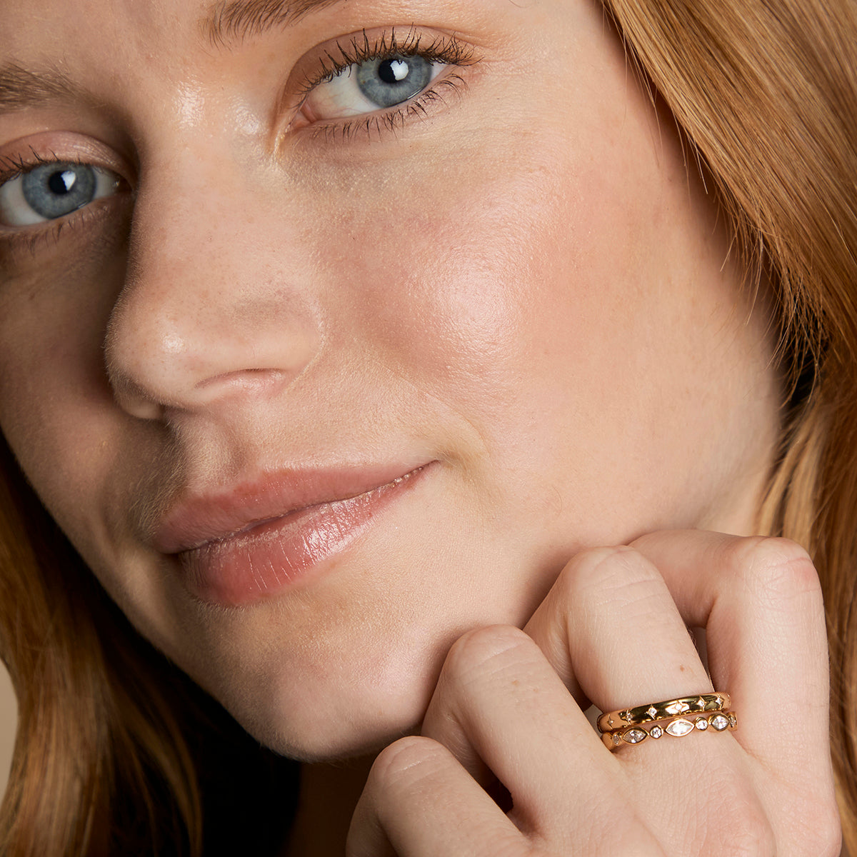 Crystal Band Ring Stacking Set in Gold